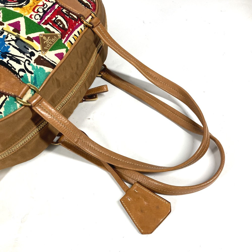 PRADA Shoulder Bag BR2524 Canvas, Nylon, Leather Brown Triangle logo plate Venice Women Used Authentic