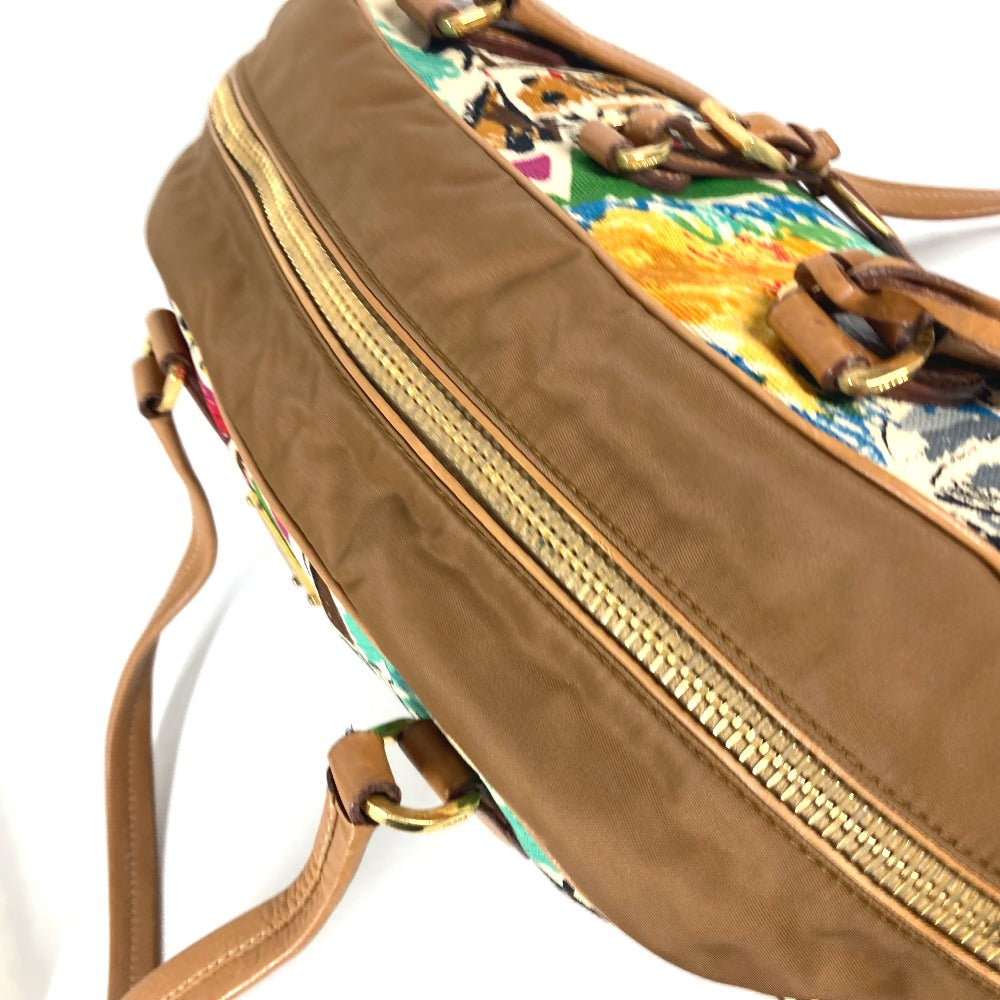 PRADA Shoulder Bag BR2524 Canvas, Nylon, Leather Brown Triangle logo plate Venice Women Used Authentic