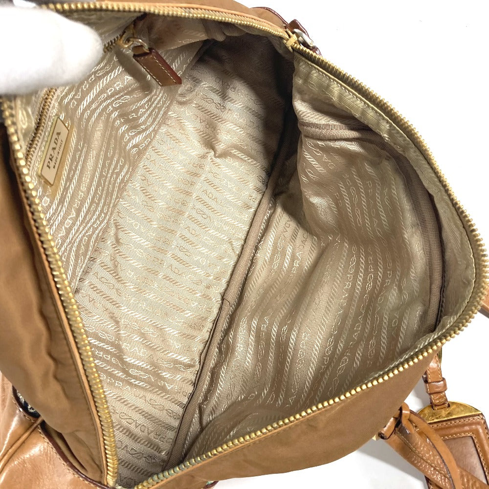 PRADA Shoulder Bag BR2524 Canvas, Nylon, Leather Brown Triangle logo plate Venice Women Used Authentic