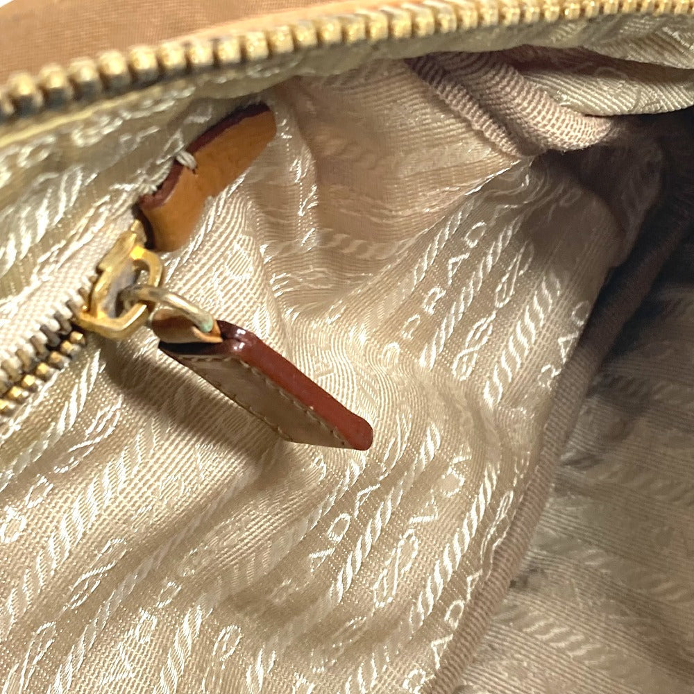 PRADA Shoulder Bag BR2524 Canvas, Nylon, Leather Brown Triangle logo plate Venice Women Used Authentic
