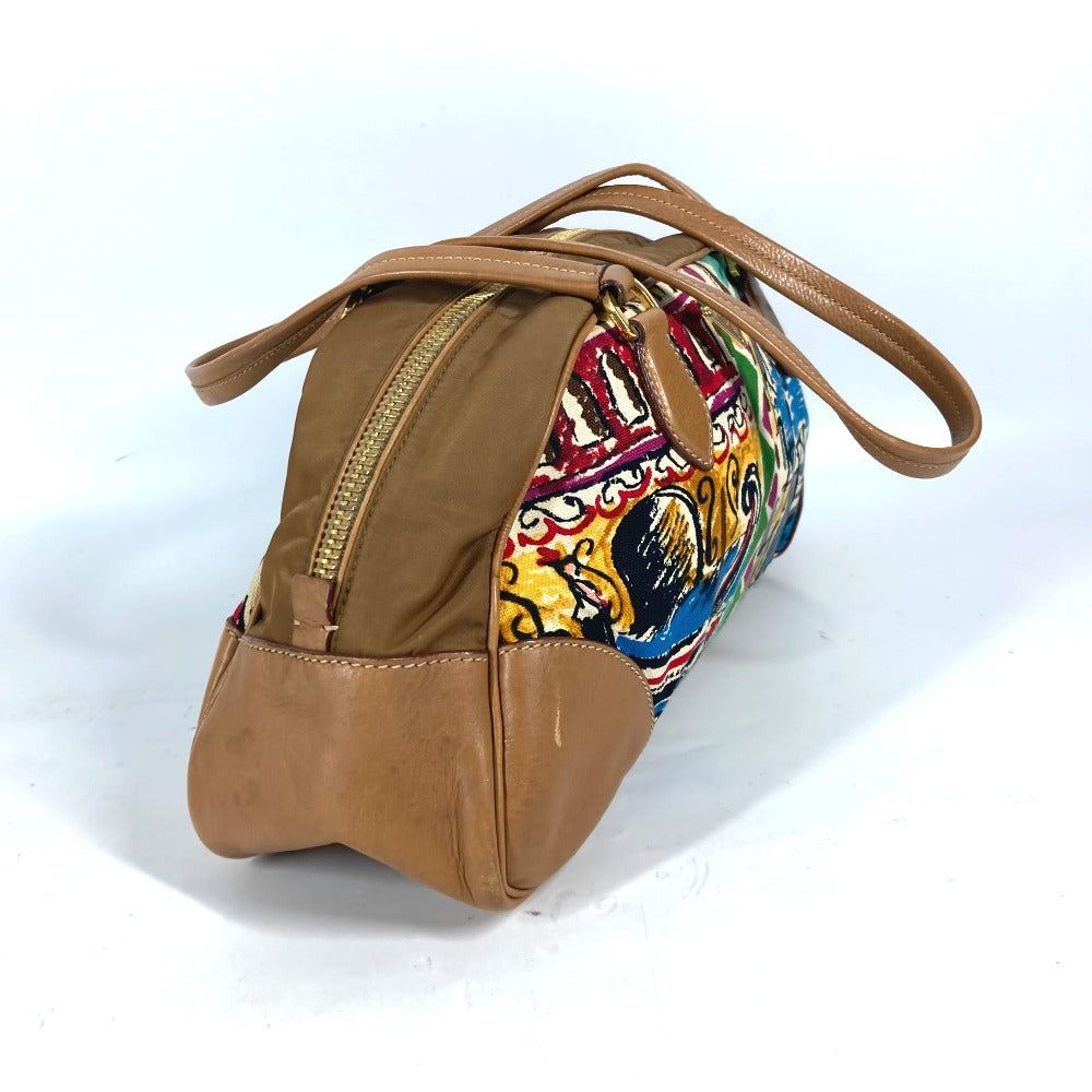 PRADA Shoulder Bag BR2524 Canvas, Nylon, Leather Brown Triangle logo plate Venice Women Used Authentic