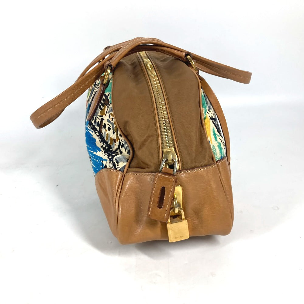 PRADA Shoulder Bag BR2524 Canvas, Nylon, Leather Brown Triangle logo plate Venice Women Used Authentic