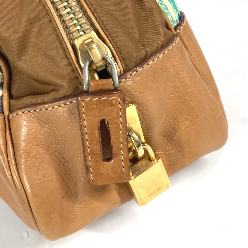 PRADA Shoulder Bag BR2524 Canvas, Nylon, Leather Brown Triangle logo plate Venice Women Used Authentic