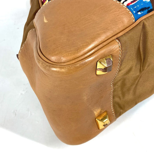 PRADA Shoulder Bag BR2524 Canvas, Nylon, Leather Brown Triangle logo plate Venice Women Used Authentic