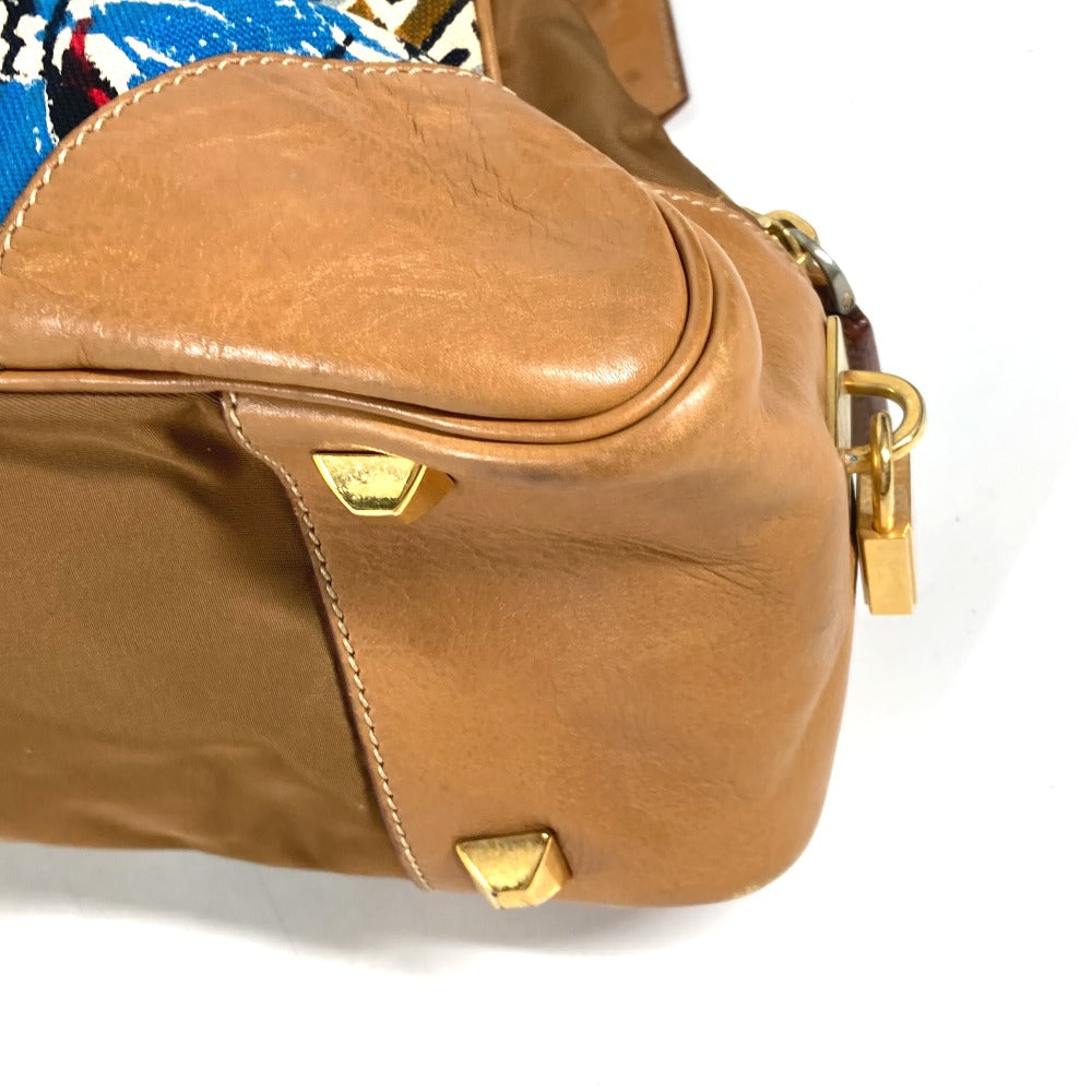 PRADA Shoulder Bag BR2524 Canvas, Nylon, Leather Brown Triangle logo plate Venice Women Used Authentic
