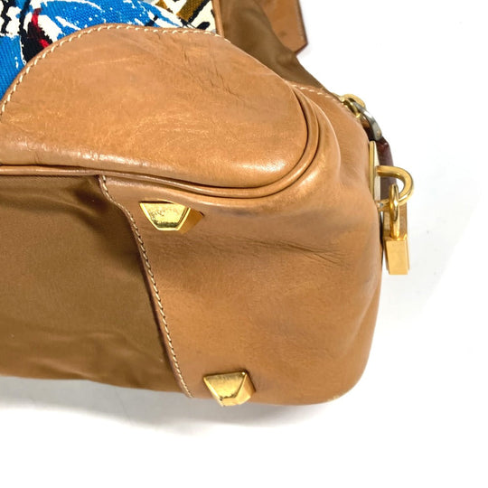 PRADA Shoulder Bag BR2524 Canvas, Nylon, Leather Brown Triangle logo plate Venice Women Used Authentic