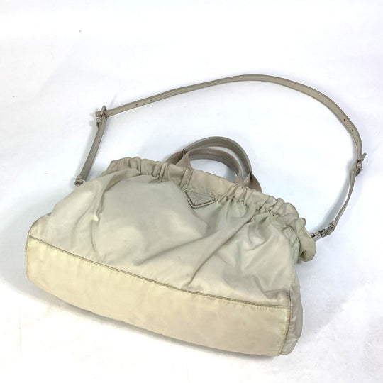 PRADA Handbag BN1631 Nylon / leather Light beige type Crossbody Triangle logo Women Used Authentic