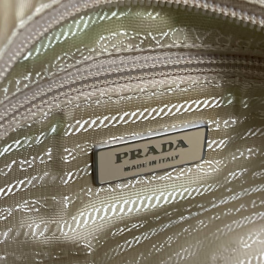 PRADA Handbag BN1631 Nylon / leather Light beige type Crossbody Triangle logo Women Used Authentic