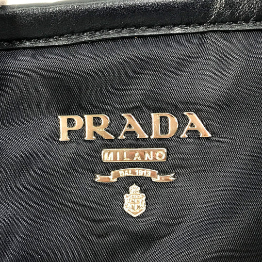 PRADA Handbag BN1841 Nylon / leather Navy logo Women Used Authentic