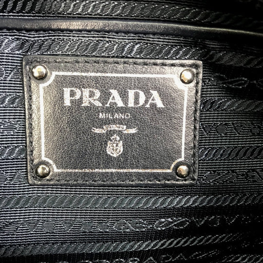 PRADA Handbag BN1841 Nylon / leather Navy logo Women Used Authentic