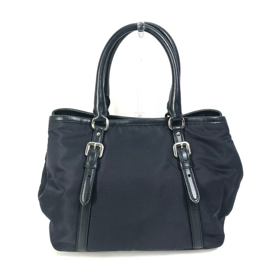 PRADA Handbag BN1841 Nylon / leather Navy logo Women Used Authentic
