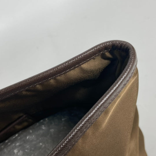 PRADA Tote Bag Nylon, Velour khaki Shoulder Bag logo Tessuto Women Used Authentic