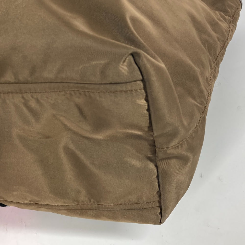 PRADA Tote Bag Nylon, Velour khaki Shoulder Bag logo Tessuto Women Used Authentic