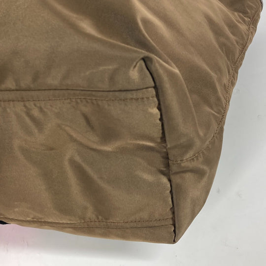 PRADA Tote Bag Nylon, Velour khaki Shoulder Bag logo Tessuto Women Used Authentic