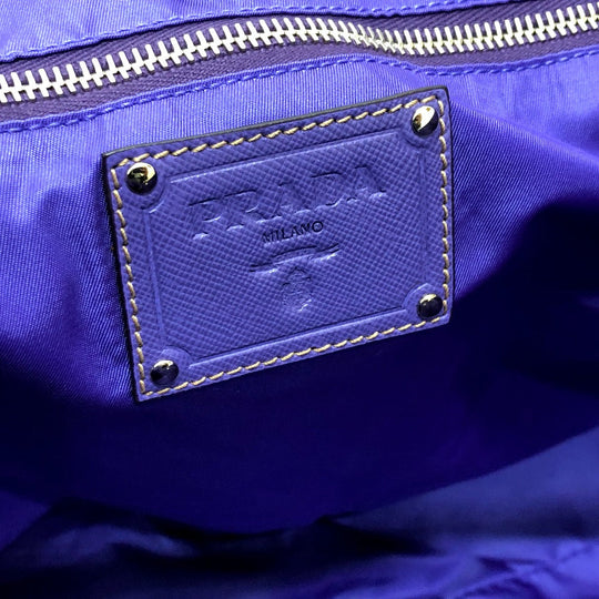 PRADA Tote Bag BR3924 saffiano leather purple logo Women Secondhand Authentic