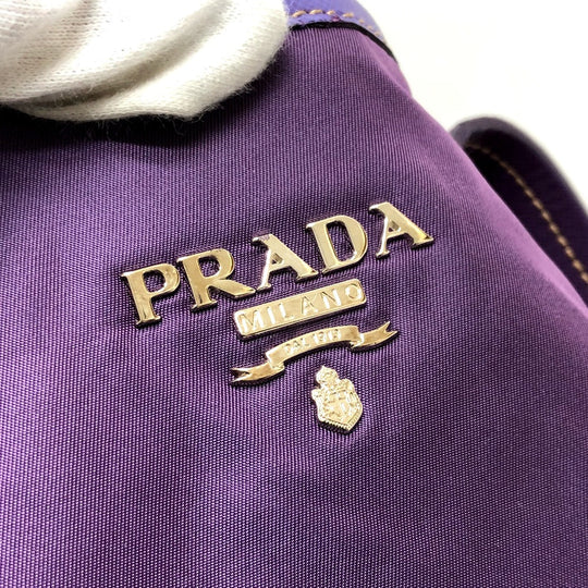 PRADA Tote Bag BR3924 saffiano leather purple logo Women Secondhand Authentic