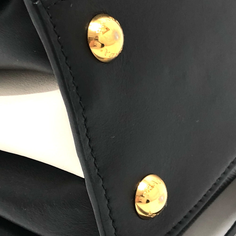 PRADA Handbag 1BA071 Safiano leather black logo bicolor Women Used Authentic