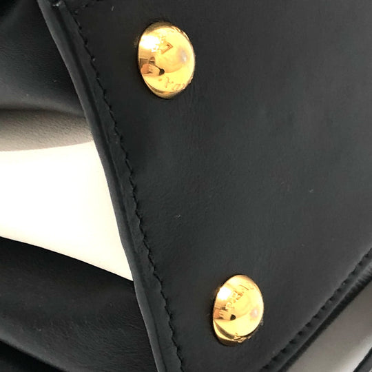 PRADA Handbag 1BA071 Safiano leather black logo bicolor Women Used Authentic