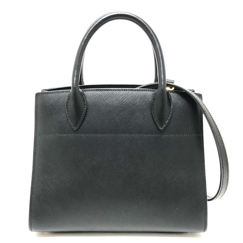 PRADA Handbag 1BA071 Safiano leather black logo bicolor Women Used Authentic