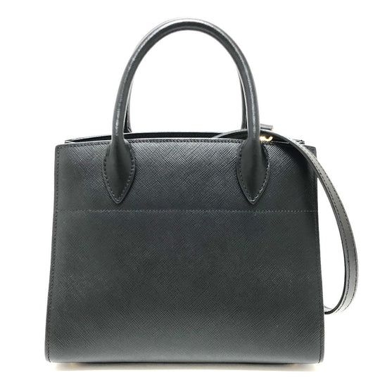 PRADA Handbag 1BA071 Safiano leather black logo bicolor Women Used Authentic