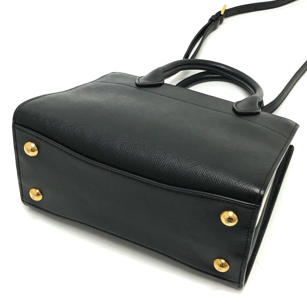 PRADA Handbag 1BA071 Safiano leather black logo bicolor Women Used Authentic