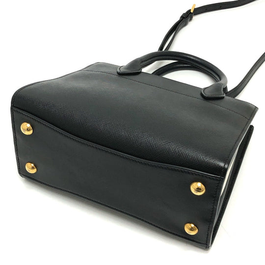 PRADA Handbag 1BA071 Safiano leather black logo bicolor Women Used Authentic