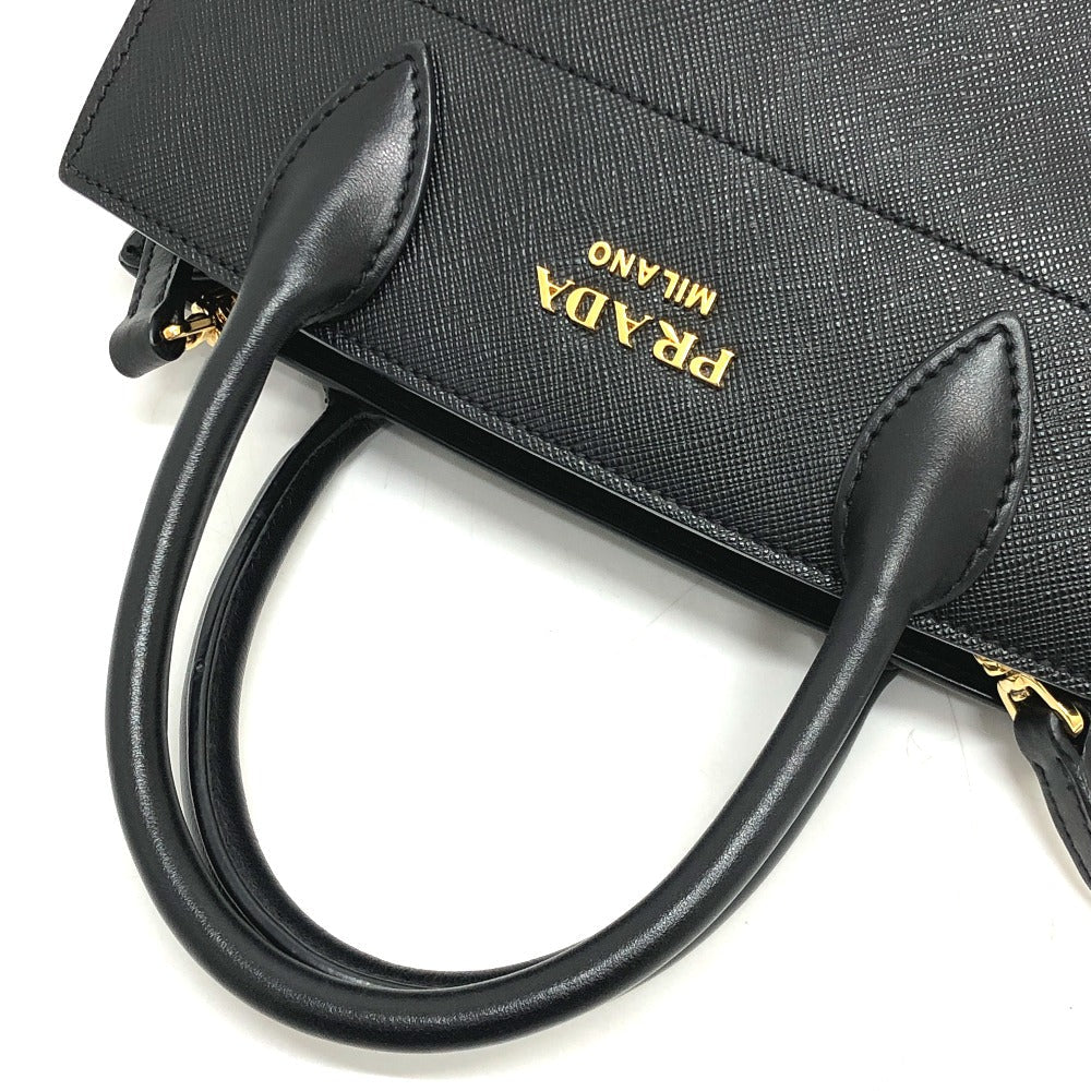 PRADA Handbag 1BA071 Safiano leather black logo bicolor Women Used Authentic