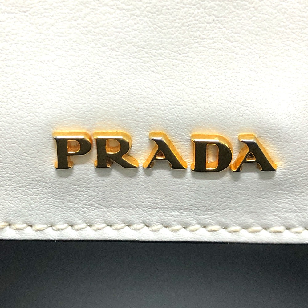 PRADA Handbag 1BA071 Safiano leather black logo bicolor Women Used Authentic