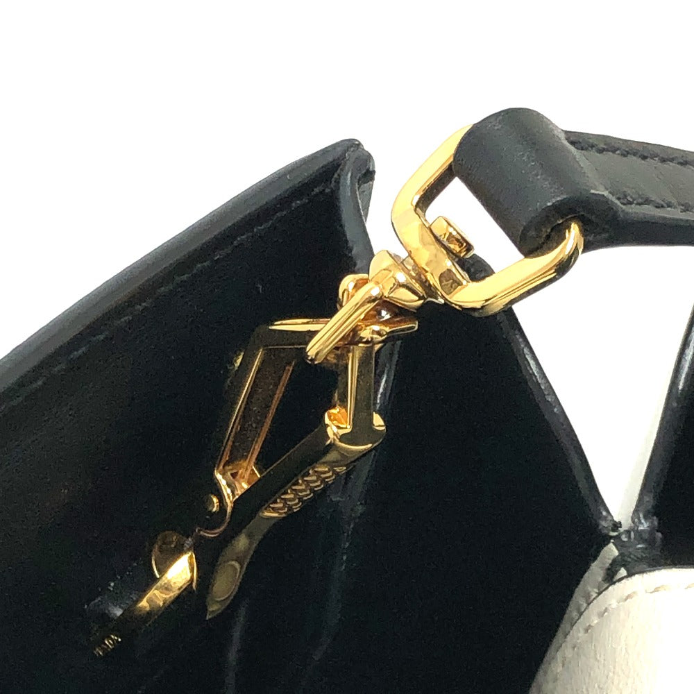 PRADA Handbag 1BA071 Safiano leather black logo bicolor Women Used Authentic