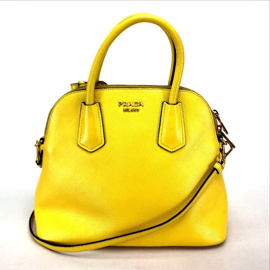 PRADA Handbag BL0902 leather yellow Women Used Authentic