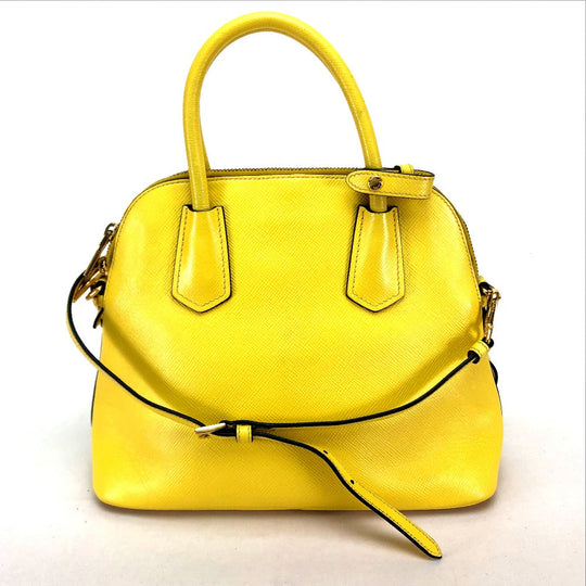 PRADA Handbag BL0902 leather yellow Women Used Authentic