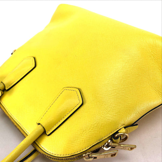 PRADA Handbag BL0902 leather yellow Women Used Authentic