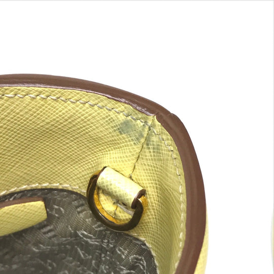 PRADA Shoulder Bag B2442B leather yellow Saffiano Lux Women Used Authentic