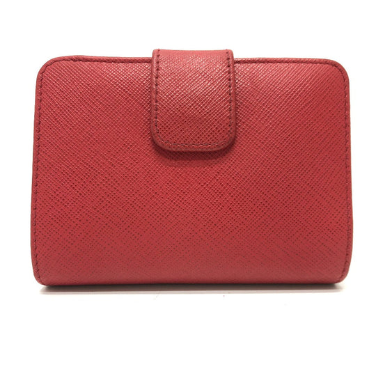 PRADA Folded wallet 1ML018 Safiano leather Red logo Women Used Authentic