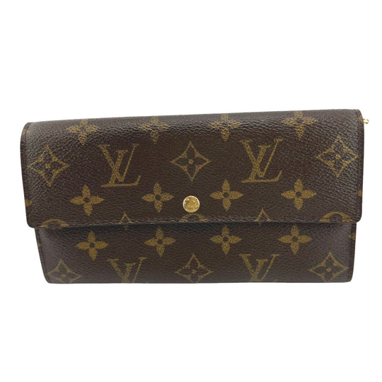 LOUIS VUITTON Long Wallet Purse M61725 Monogram canvas Brown With zipper Monogram Pochette Portonecredi Women(Unisex) Used Authentic