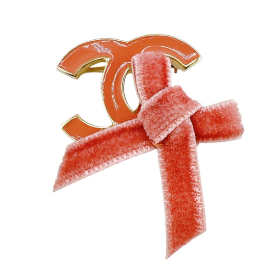 CHANEL Brooch others pink Brooch ribbon COCO Mark Women Used Authentic