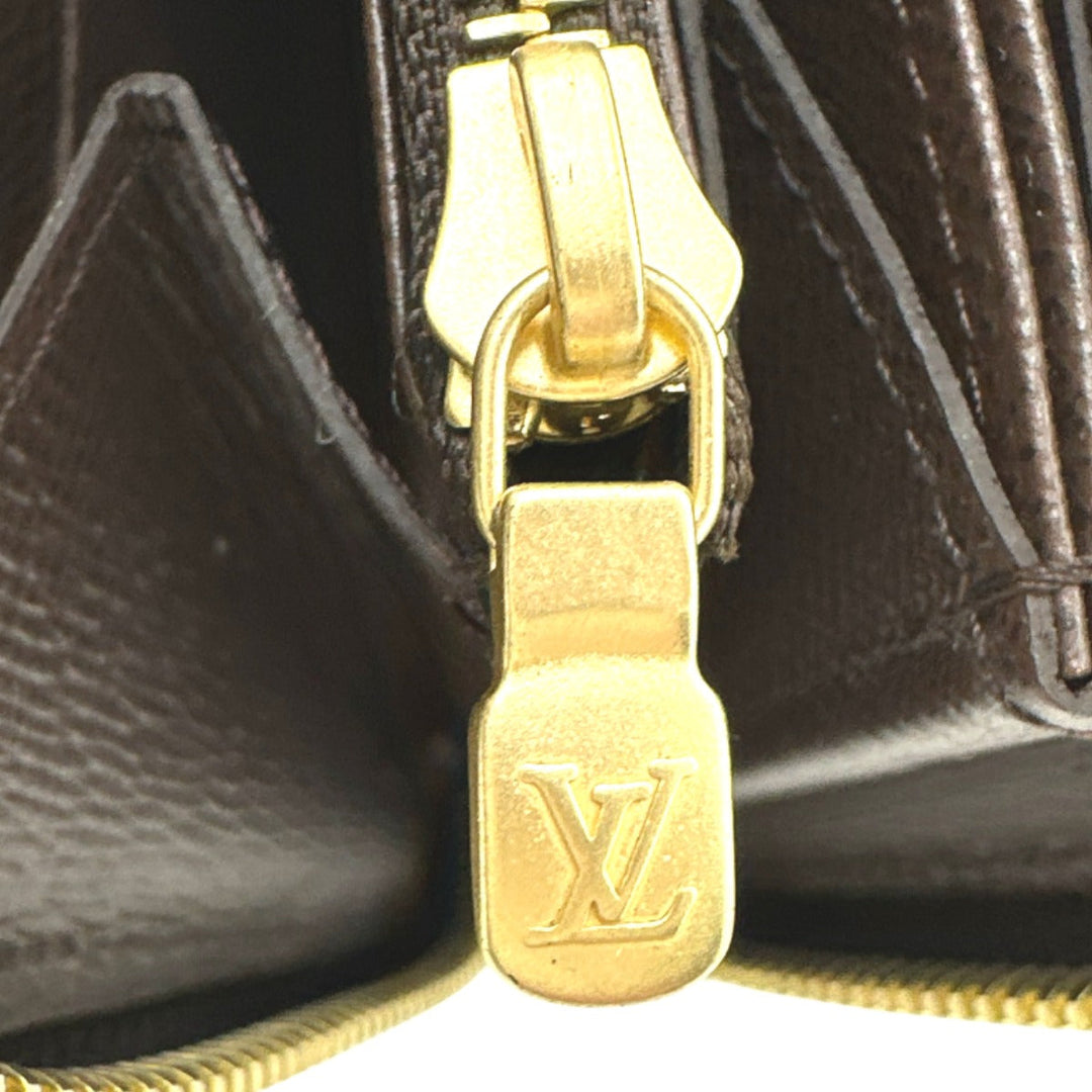 LOUIS VUITTON Long Wallet Purse N60015 Damier canvas Ebene Zip Around Damier Zippy wallet unisex(Unisex) Used Authentic