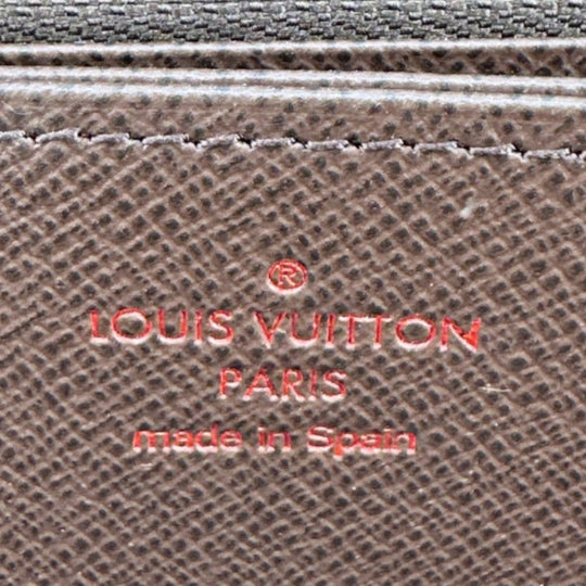 LOUIS VUITTON Long Wallet Purse N60015 Damier canvas Ebene Zip Around Damier Zippy wallet unisex(Unisex) Used Authentic