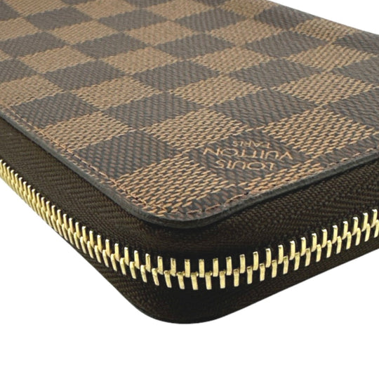 LOUIS VUITTON Long Wallet Purse N60015 Damier canvas Ebene Zip Around Damier Zippy wallet unisex(Unisex) Used Authentic