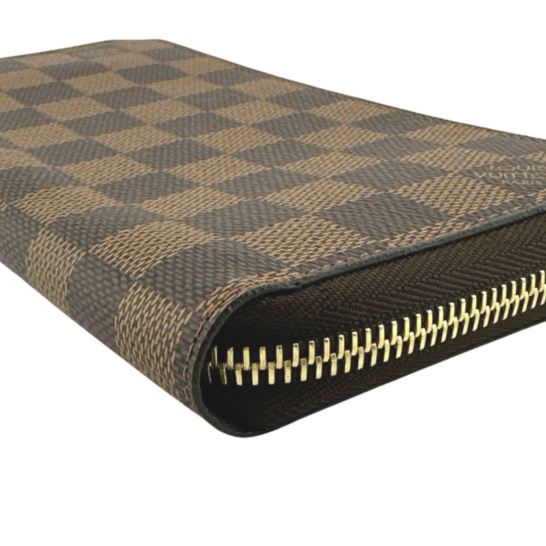 LOUIS VUITTON Long Wallet Purse N60015 Damier canvas Ebene Zip Around Damier Zippy wallet unisex(Unisex) Used Authentic