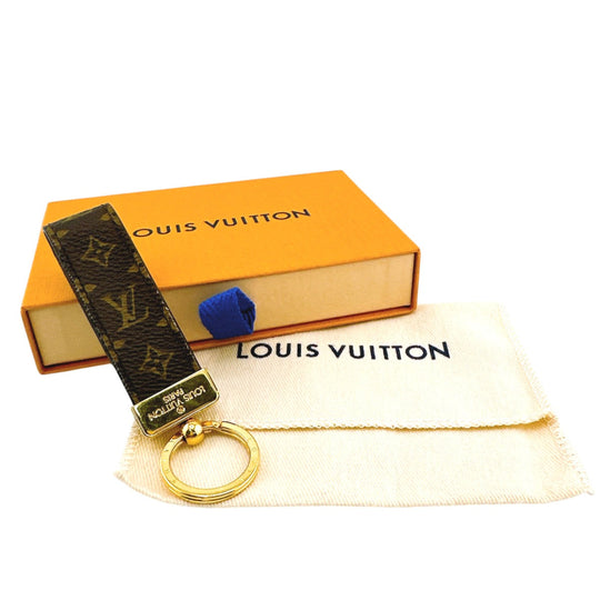 LOUIS VUITTON charm M65221 Monogram canvas Brown Porto Cre Dragonne Monogram key ring Women Used Authentic