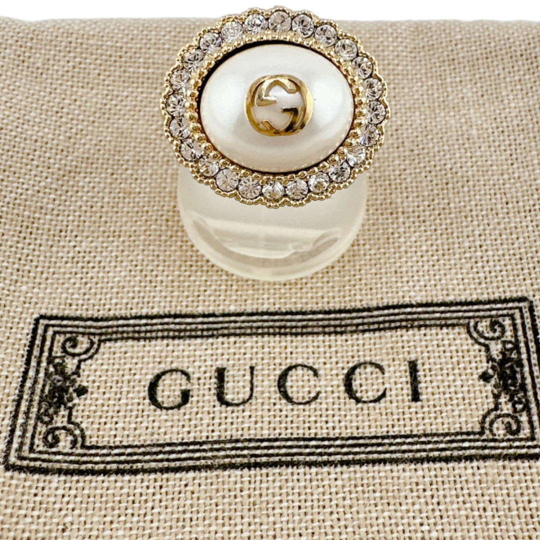 GUCCI Ring metal gold Chain effect ring GG S size Flower ring Women Used Authentic