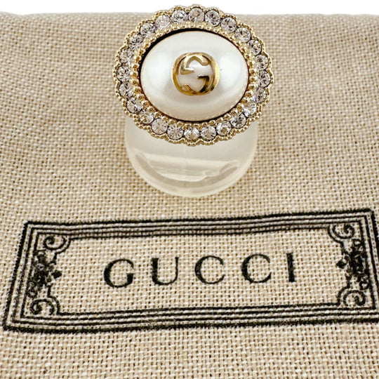 GUCCI Ring metal gold Chain effect ring GG S size Flower ring Women Used Authentic