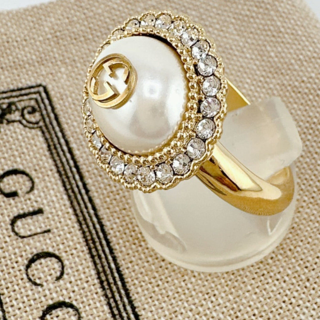 GUCCI Ring metal gold Chain effect ring GG S size Flower ring Women Used Authentic