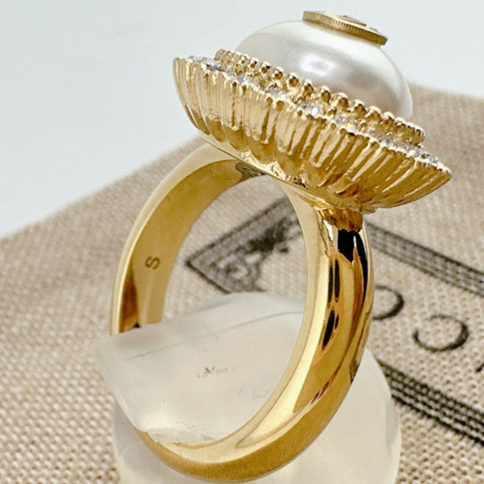 GUCCI Ring metal gold Chain effect ring GG S size Flower ring Women Used Authentic