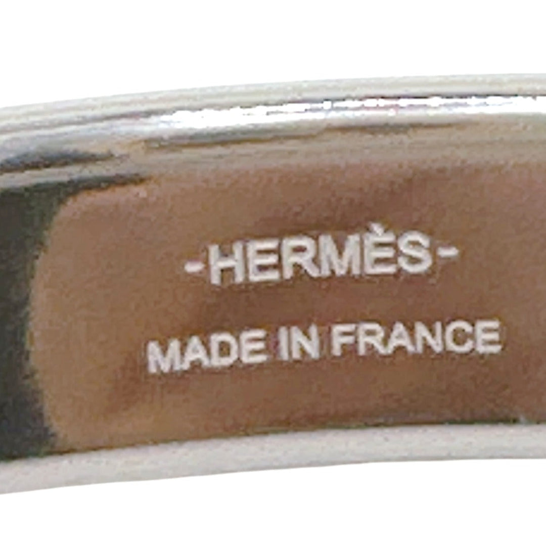 HERMES Bangle metal Silver bracelet Leather Scarlet Fan Olympe unisex(Unisex) Used Authentic