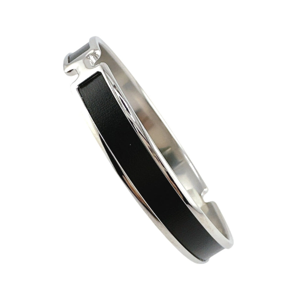 HERMES Bangle metal Silver bracelet Leather Scarlet Fan Olympe unisex(Unisex) Used Authentic
