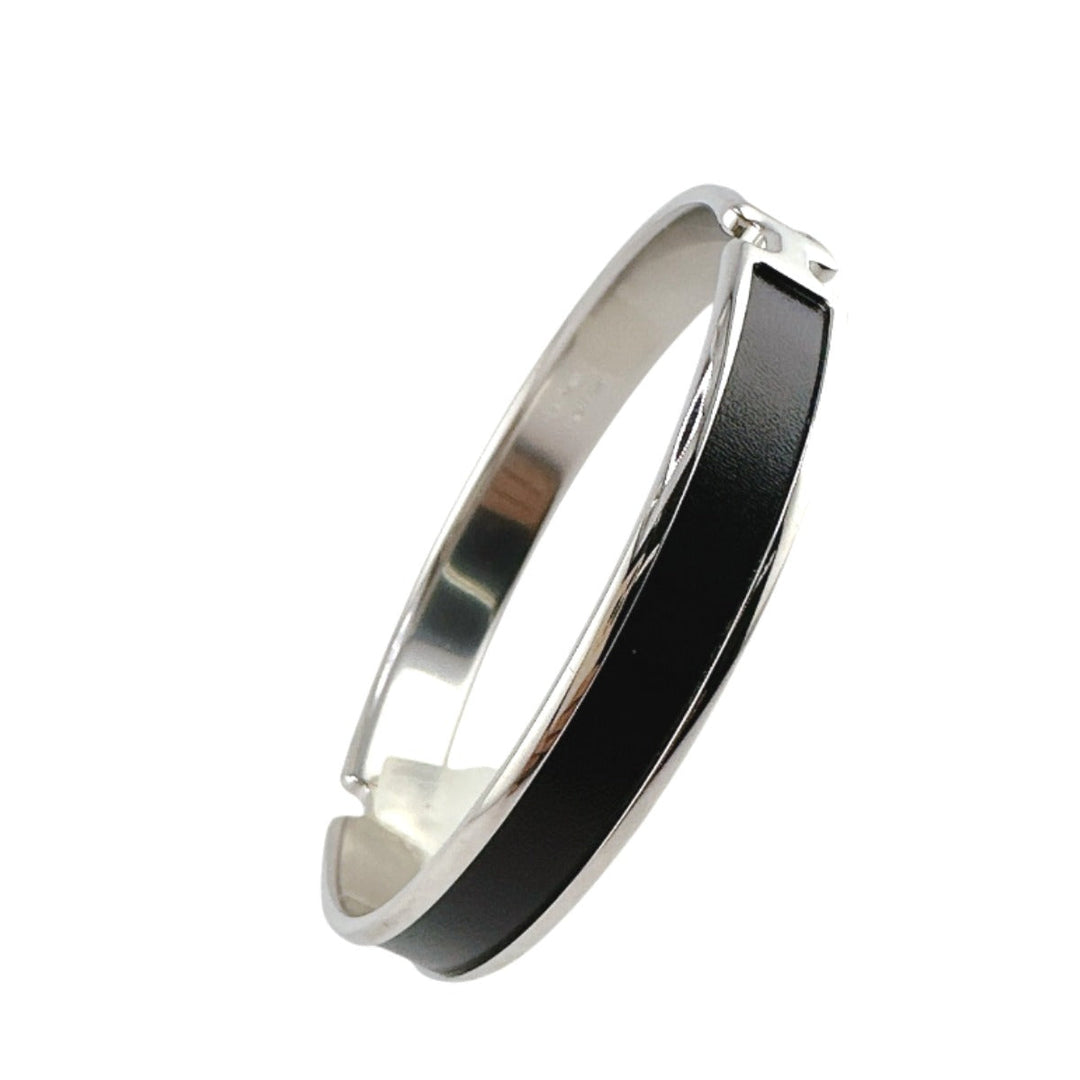 HERMES Bangle metal Silver bracelet Leather Scarlet Fan Olympe unisex(Unisex) Used Authentic