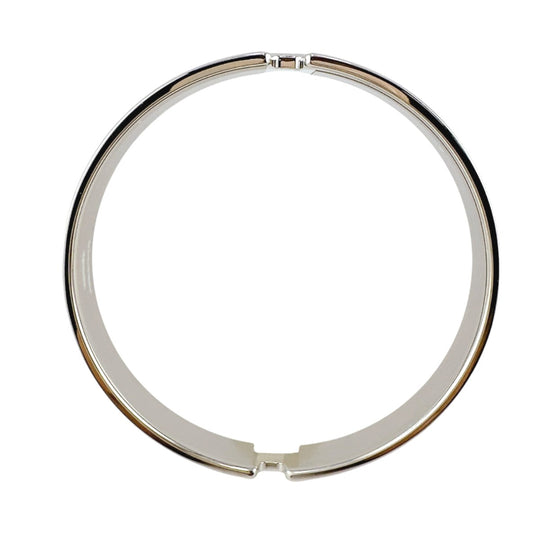 HERMES Bangle metal Silver bracelet Leather Scarlet Fan Olympe unisex(Unisex) Used Authentic