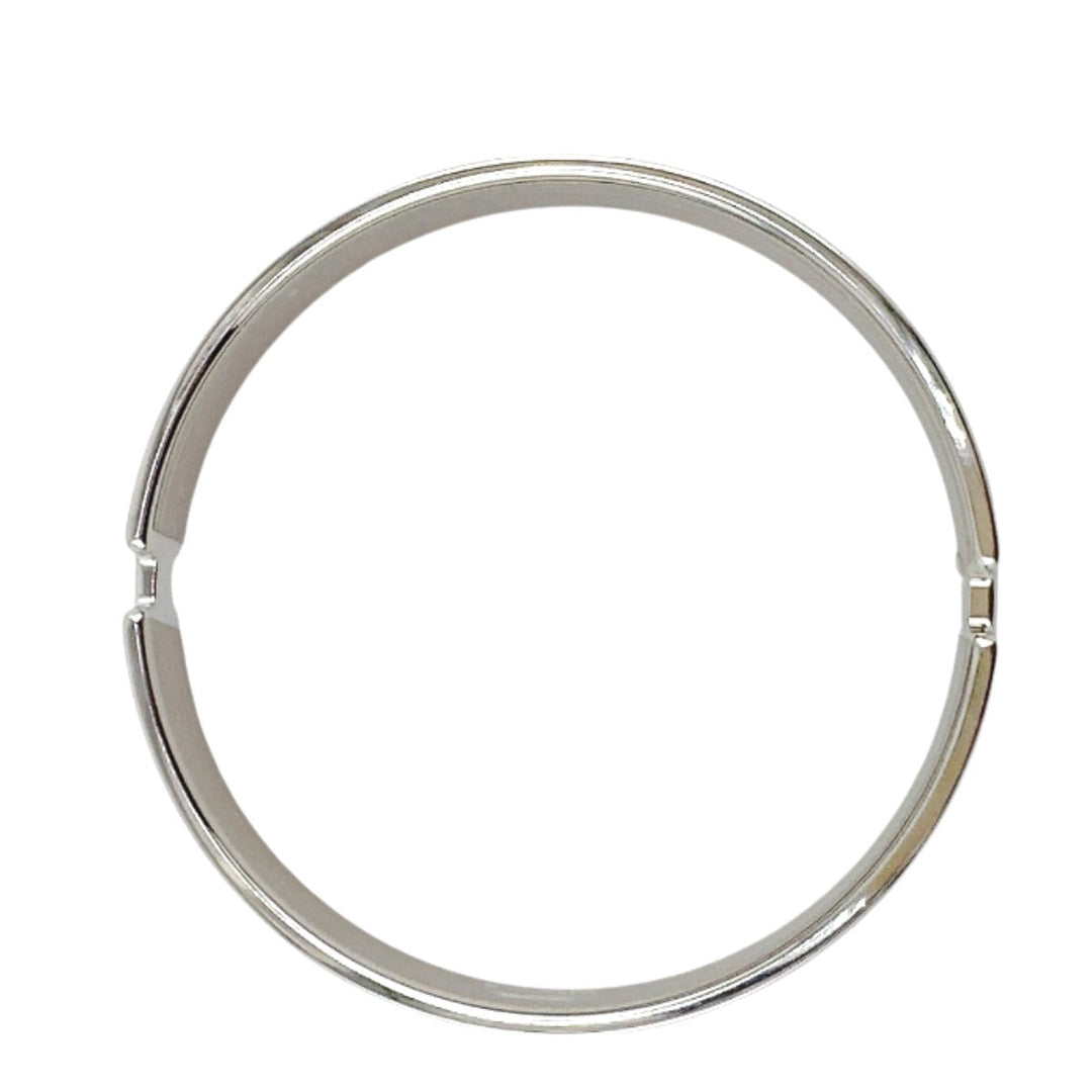 HERMES Bangle metal Silver bracelet Leather Scarlet Fan Olympe unisex(Unisex) Used Authentic